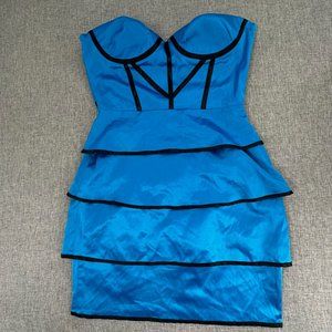 2b bebe Blue Cocktail Dress Strapless XS Dance Party Evening Wear Brand New